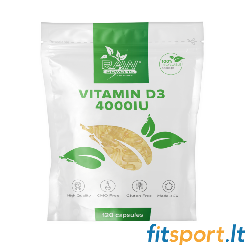 Raw Powders Vitaminas D3 (4000IU 120 kapsulių) 